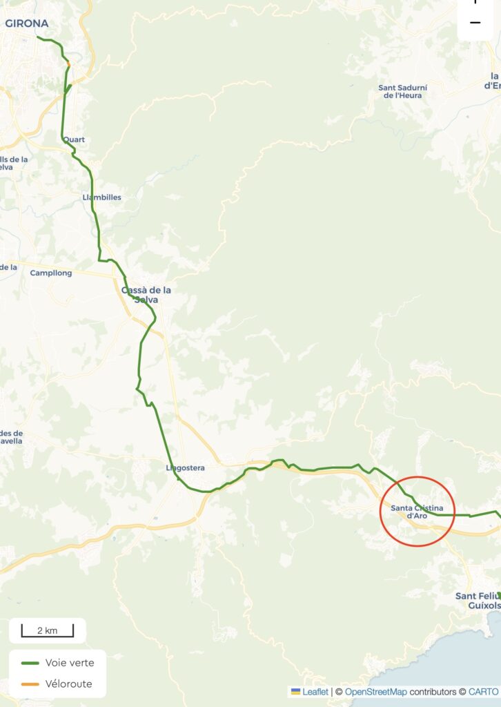VIA VERDE ESPAGNE COSTA BRAVA SANTA CRISTINA D'ARO VELO PARCOURS
